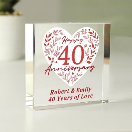 Personalised 40th Ruby Wedding Anniversary Crystal Token: 1 - Crystal Tokens By Gift Moments