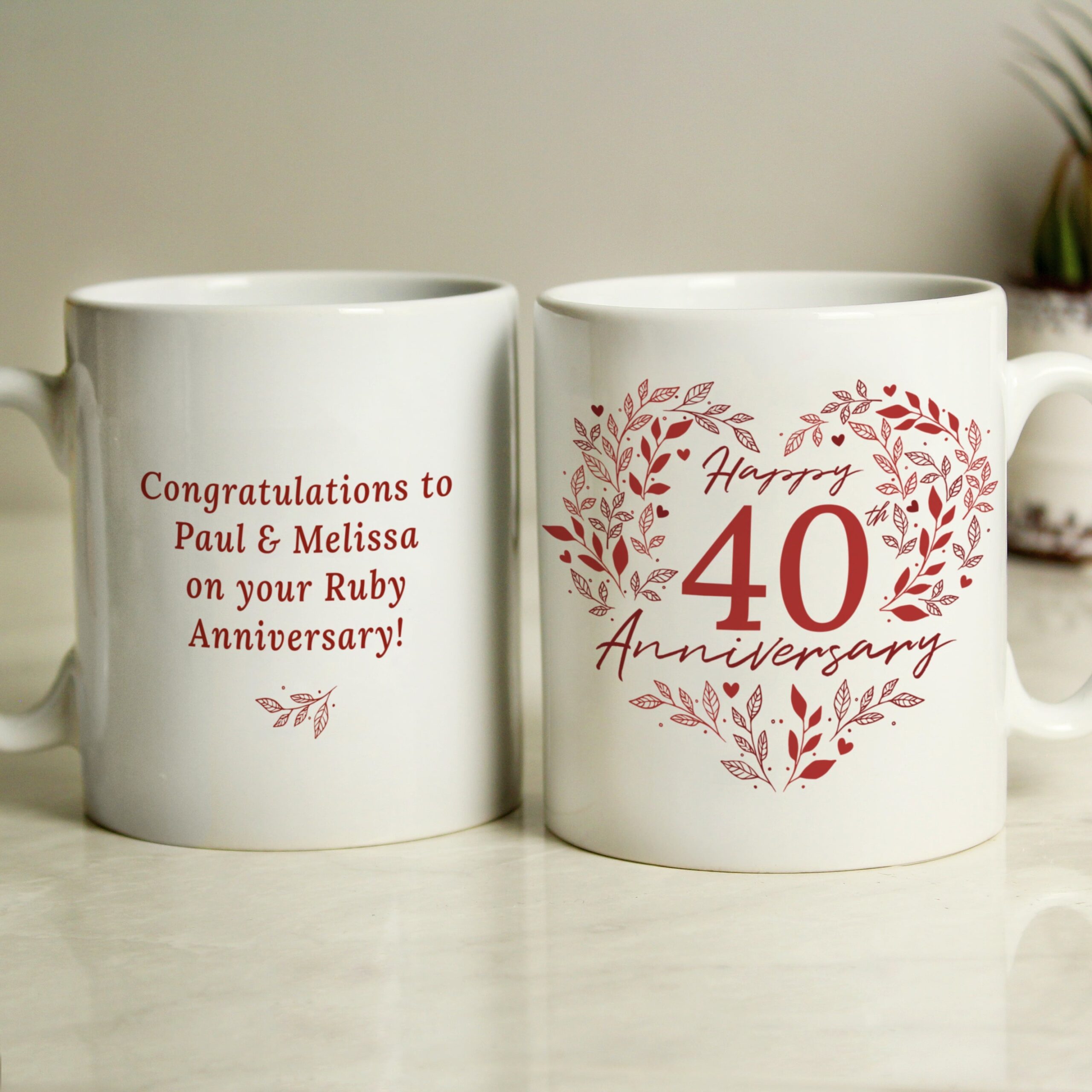 Personalised 40th Ruby Wedding Anniversary Mug: 1 - Mugs By Gift Moments