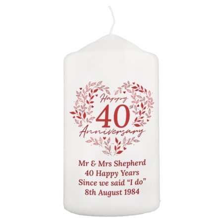 Personalised 40th Ruby Wedding Anniversary Pillar Candle: 5 - Candles By Gift Moments