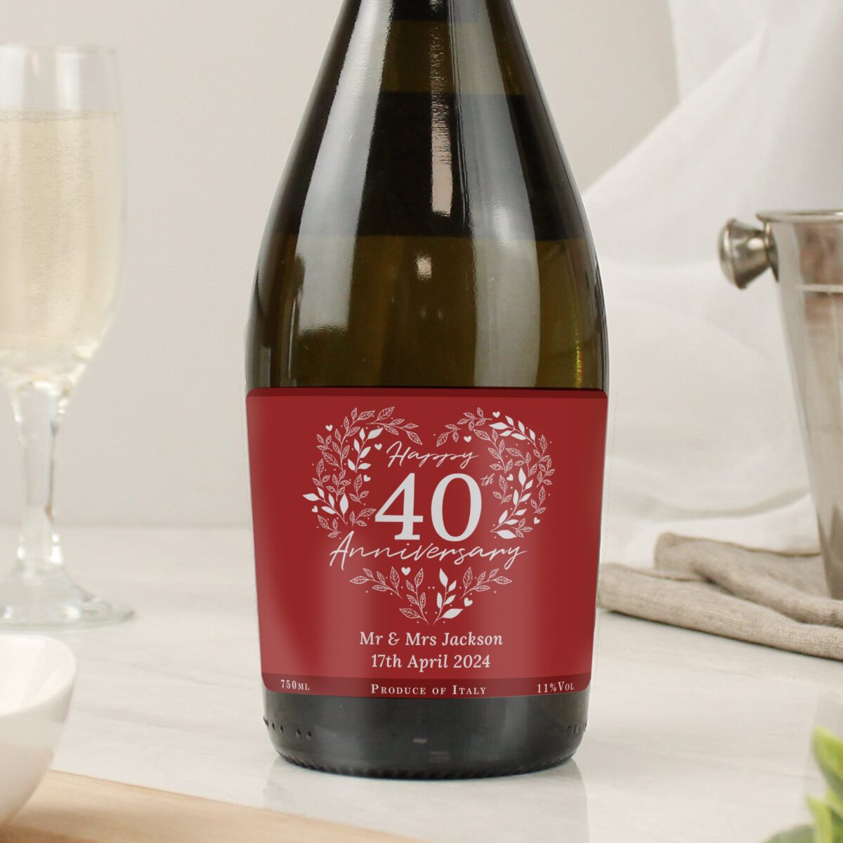 Personalised 40th Ruby Wedding Anniversary Prosecco: 3 - Alcohol By Gift Moments