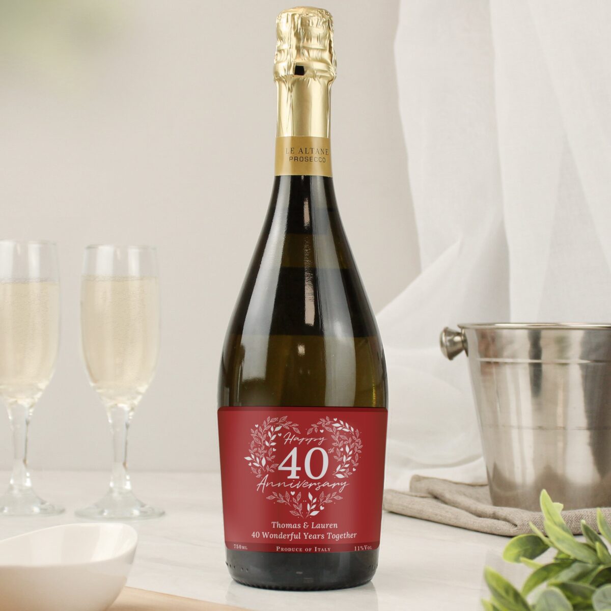 Personalised 40th Ruby Wedding Anniversary Prosecco: 1 - Alcohol By Gift Moments