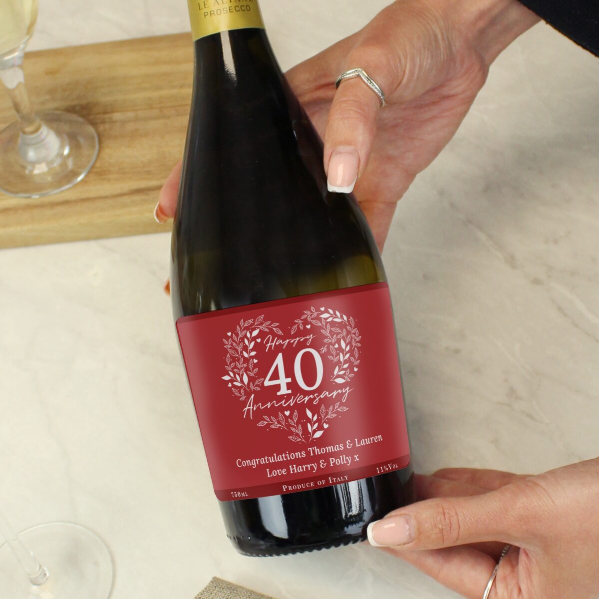 Personalised 40th Ruby Wedding Anniversary Prosecco: 2 - Alcohol By Gift Moments