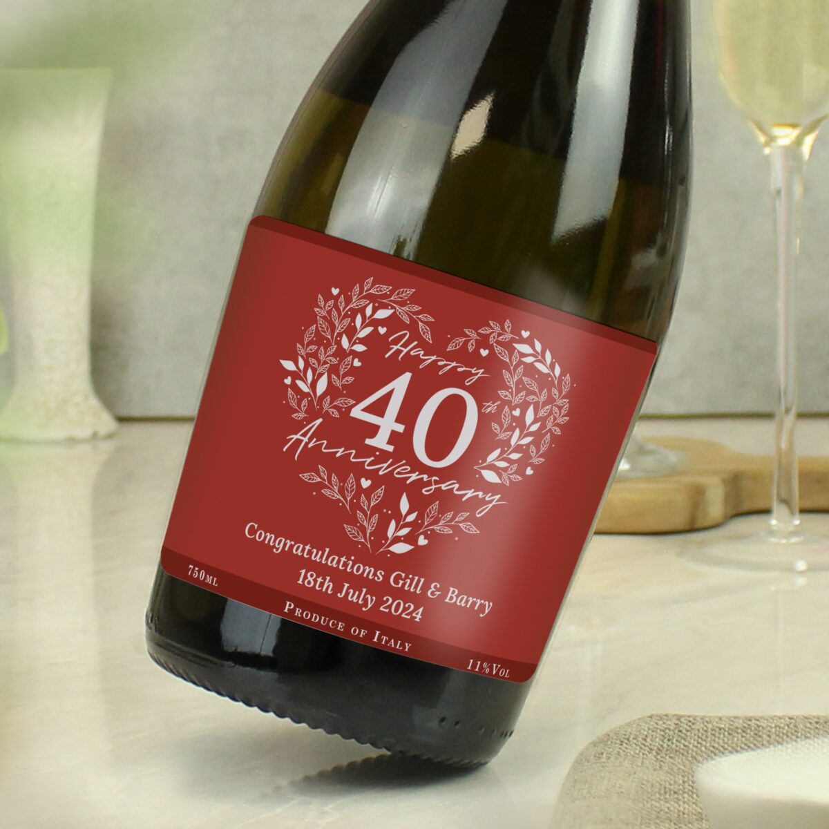 Personalised 40th Ruby Wedding Anniversary Prosecco: 4 - Alcohol By Gift Moments