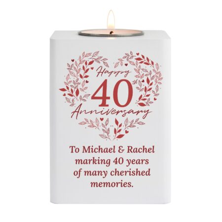 Personalised 40th Ruby Wedding Anniversary Tea Light Holder: 5 - Candle Holders By Gift Moments