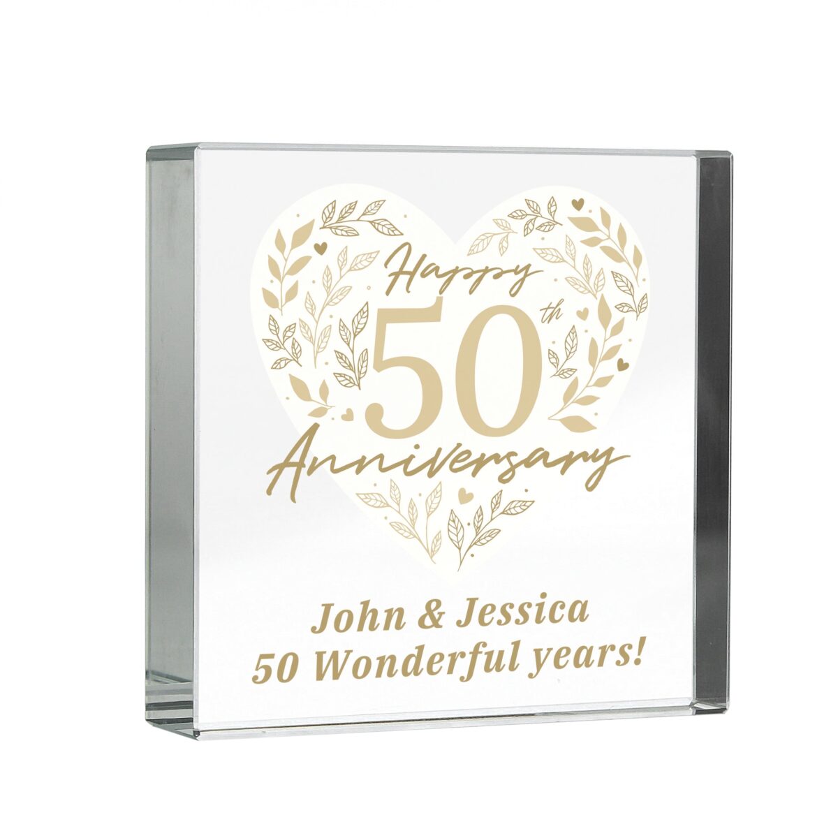 Personalised 50th Golden Wedding Anniversary Crystal Token: 5 - Crystal Tokens By Gift Moments
