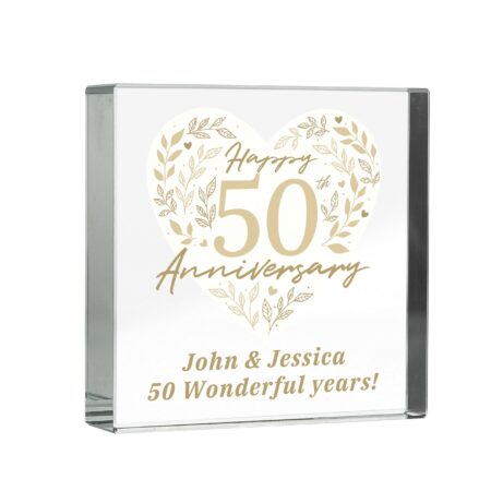 Personalised 50th Golden Wedding Anniversary Crystal Token: 5 - Crystal Tokens By Gift Moments