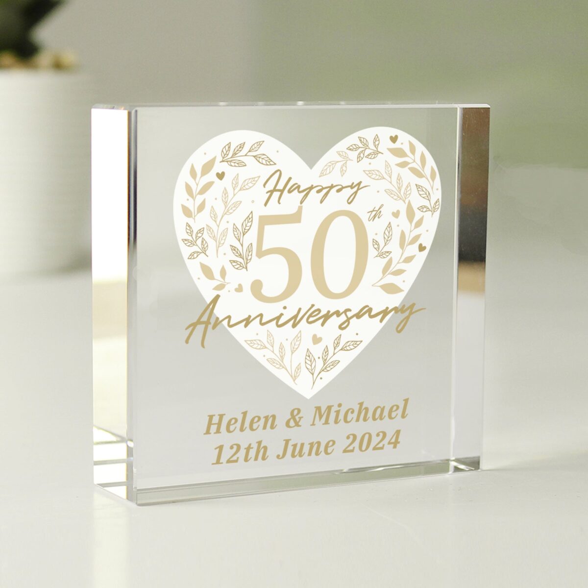 Personalised 50th Golden Wedding Anniversary Crystal Token: 2 - Crystal Tokens By Gift Moments