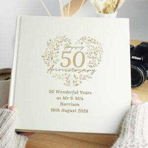 Personalised 50th Golden Wedding Anniversary photograph album 6x4 4x6 pictures: 2 - Photo Albums By Gift Moments