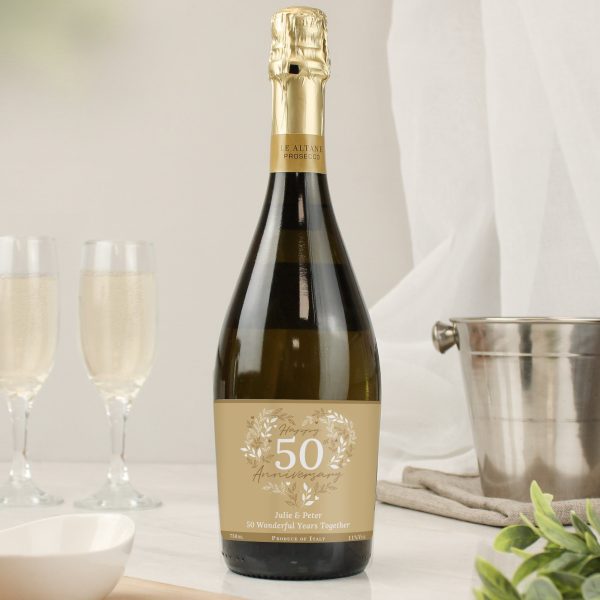 Personalised 50th Golden Wedding Anniversary Prosecco: 1 - Alcohol By Gift Moments