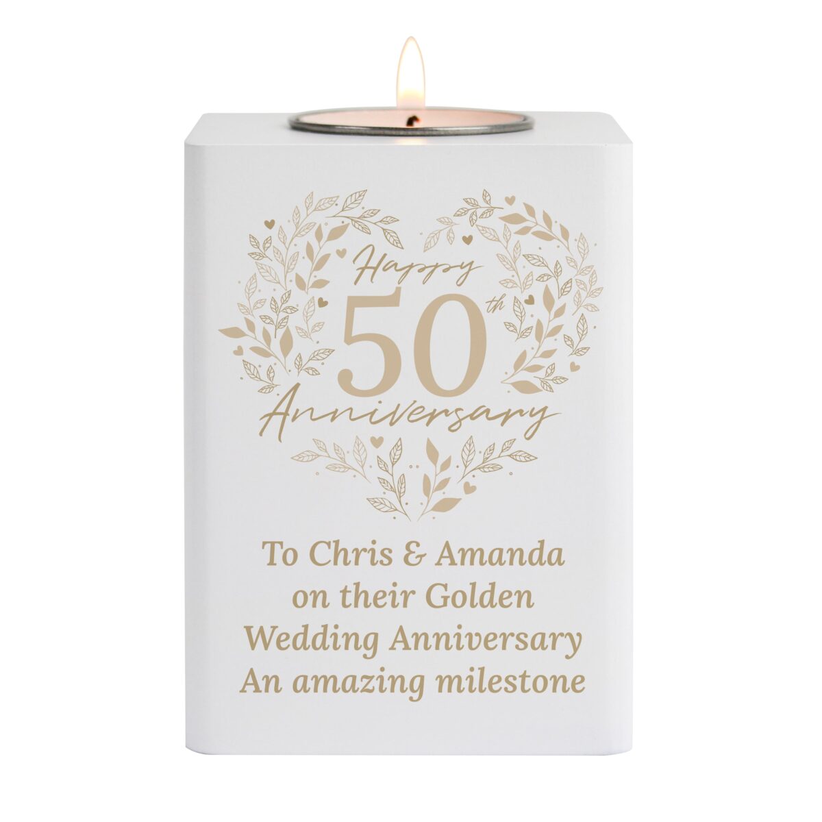 Personalised 50th Golden Wedding Anniversary Tea Light Holder: 5 - Candle Holders By Gift Moments