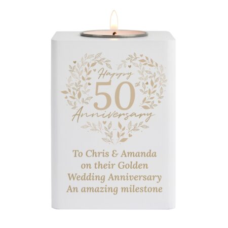 Personalised 50th Golden Wedding Anniversary Tea Light Holder: 5 - Candle Holders By Gift Moments
