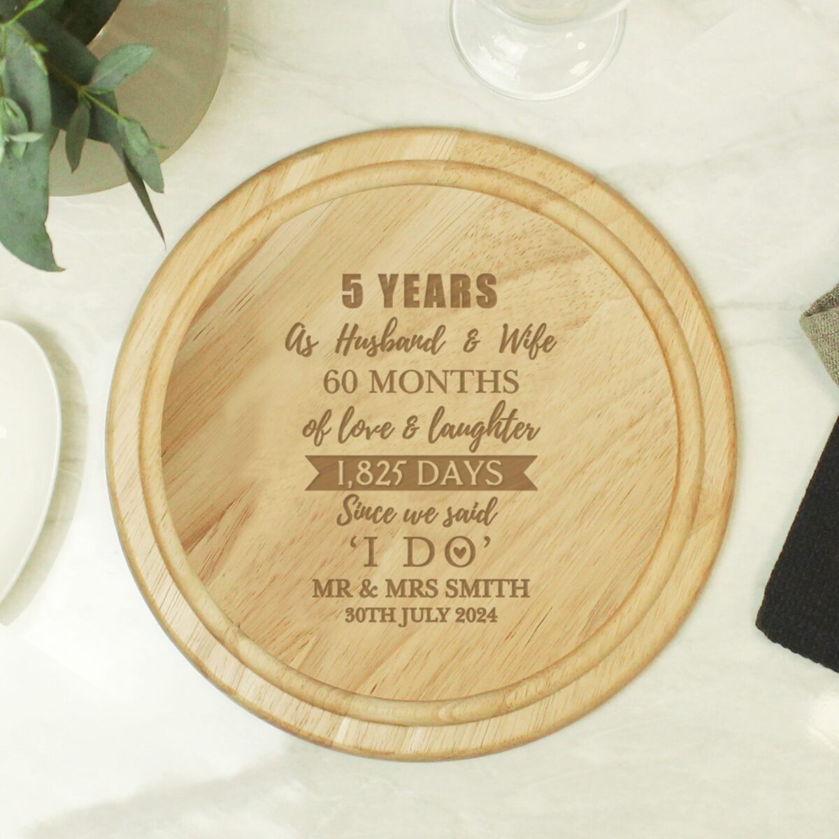 Personalised 5th Anniversary Heart Chopping Board: 2 - Chopping Boards By Gift Moments