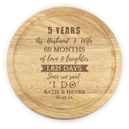 Personalised 5th Anniversary Heart Chopping Board: 3 - Chopping Boards By Gift Moments