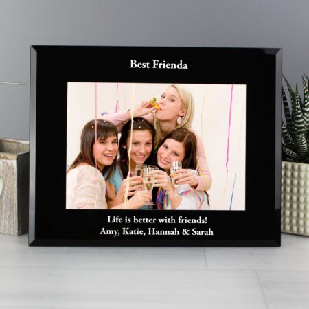 Personalised 5x7 Landscape Black Glass Photo Frame: 1 - Photo Frames By Gift Moments