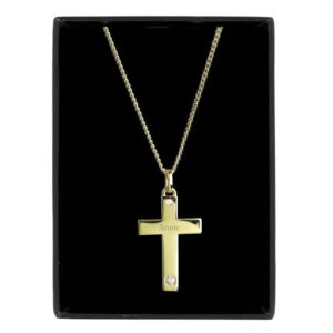 Personalised 9ct Gold Cross with Sterling Silver Heart & CZ Necklace: 4 - Necklaces By Gift Moments