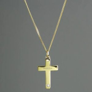 Personalised 9ct Gold Cross with Sterling Silver Heart & CZ Necklace: 1 - Necklaces By Gift Moments