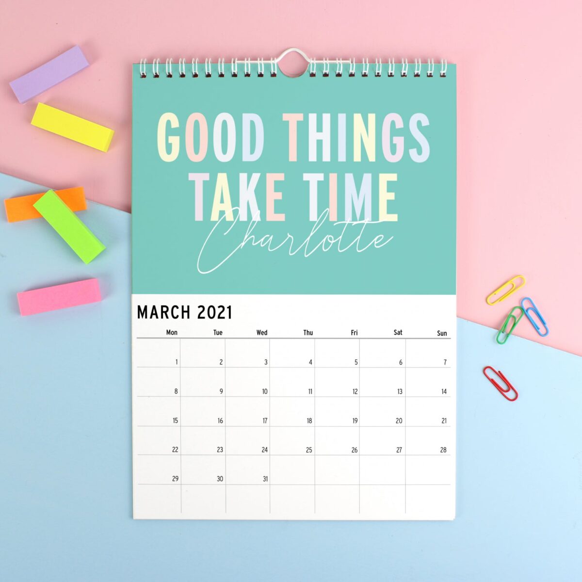 Personalised A4 Motivational Quotes Calendar: 3 - Calendars & Planners By Gift Moments