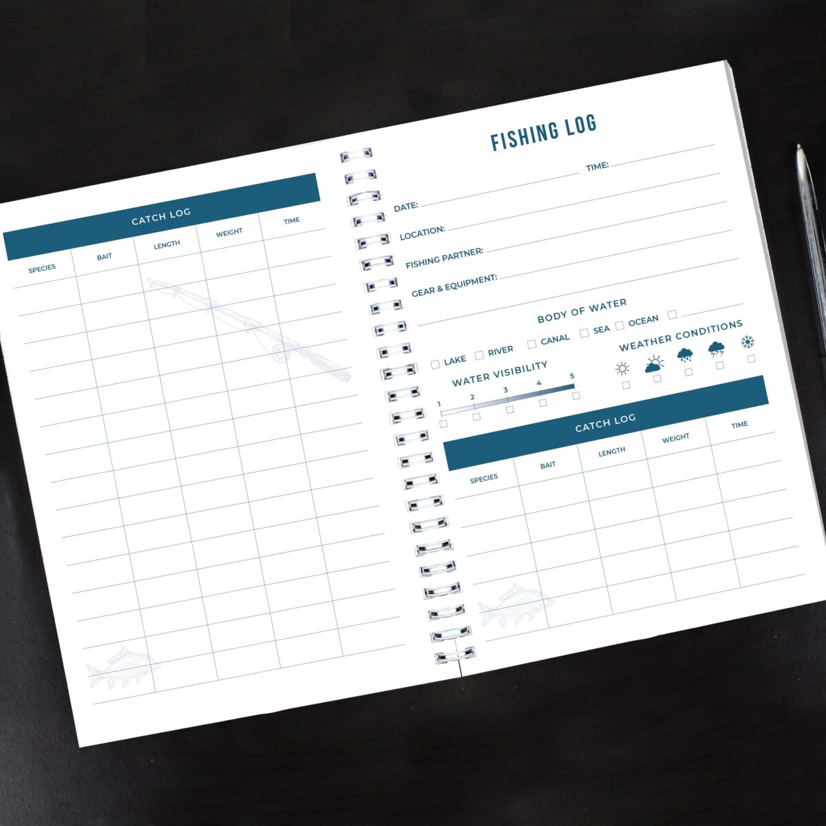 Personalised a5 fishing log book