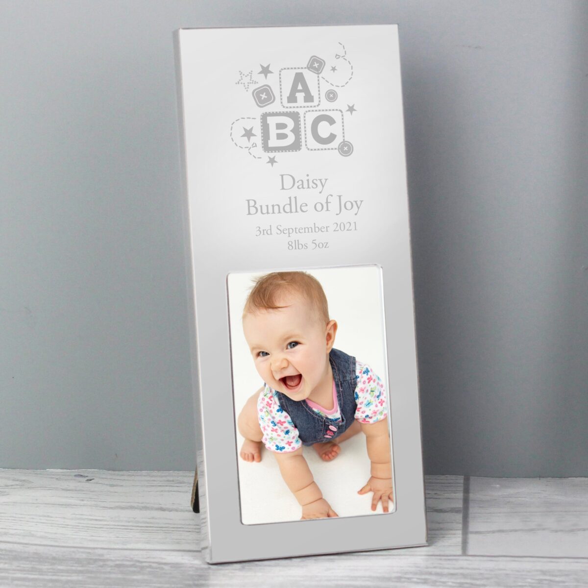 Personalised ABC Small 2x3 Silver Photo Frame: 2 - Photo Frames By Gift Moments