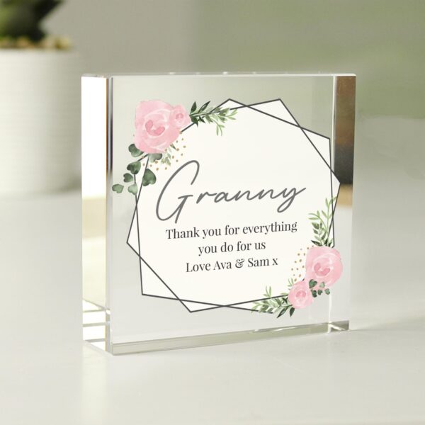 Personalised Abstract Rose Crystal Token: 1 - Crystal Tokens By Gift Moments