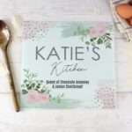 Personalised Abstract Rose Glass Chopping Board/Worktop Saver: 1 - Chopping Boards By Gift Moments