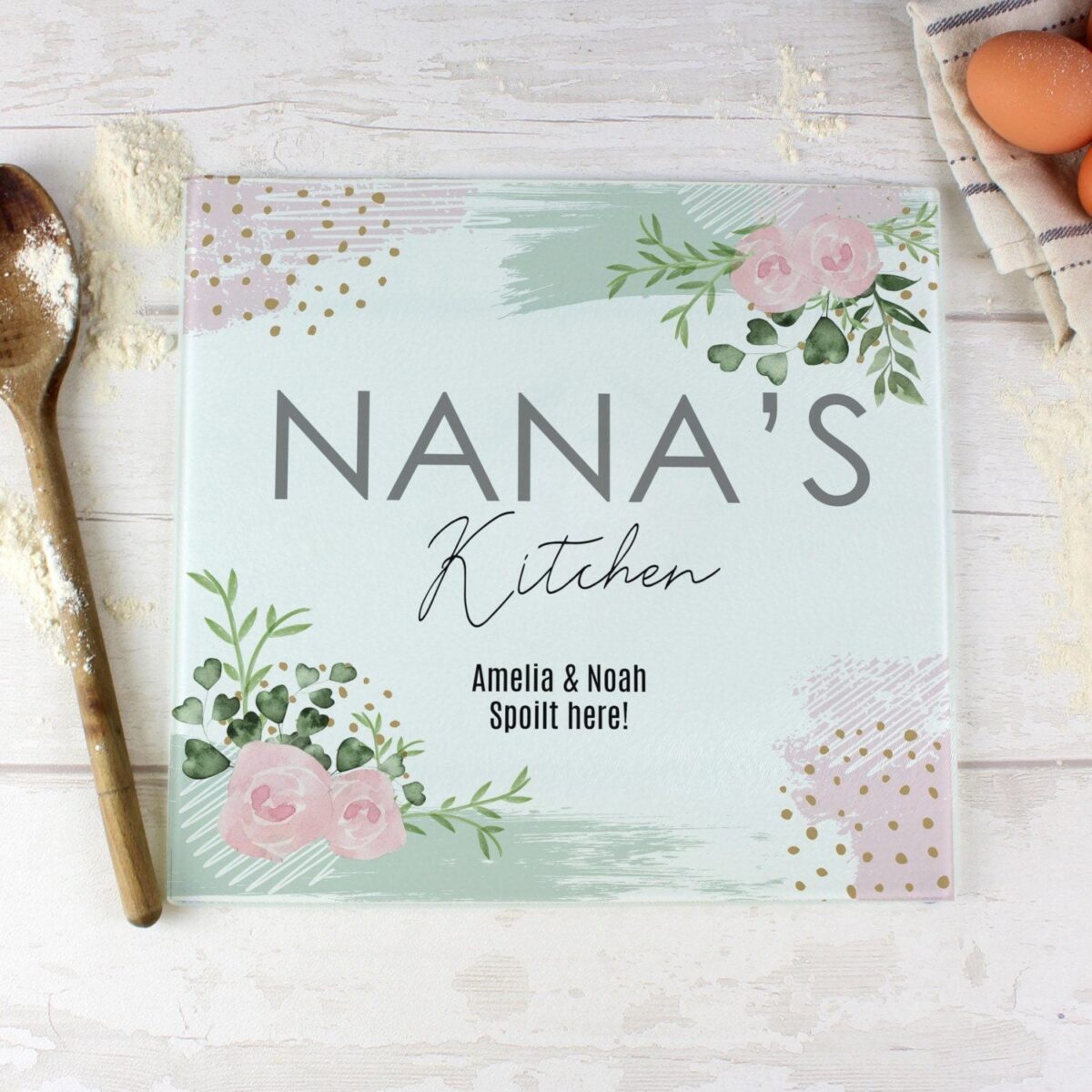 Personalised Abstract Rose Glass Chopping Board/Worktop Saver: 4 - Chopping Boards By Gift Moments