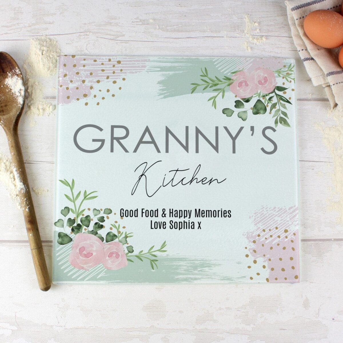 Personalised Abstract Rose Glass Chopping Board/Worktop Saver: 3 - Chopping Boards By Gift Moments