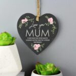 Personalised Abstract Rose Printed Slate Heart Decoration: 1 - Decorations By Gift Moments