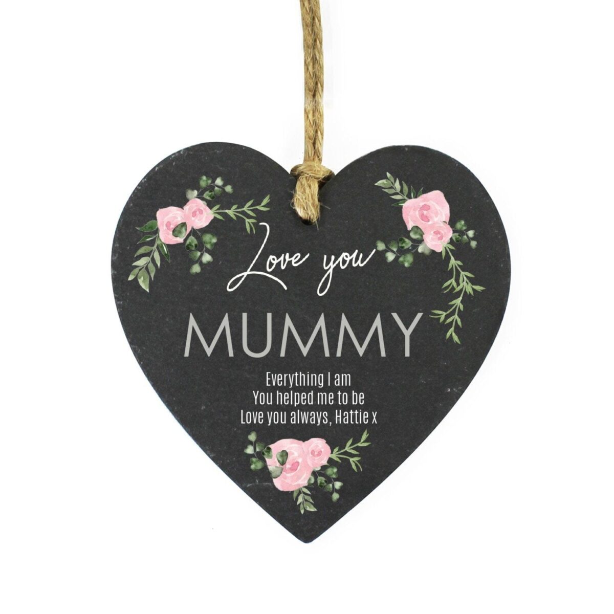 Personalised Abstract Rose Printed Slate Heart Decoration: 3 - Decorations By Gift Moments