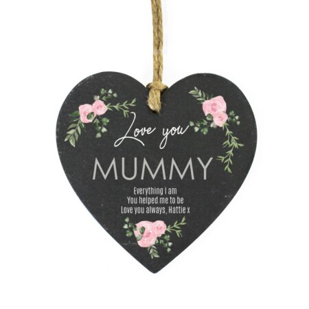 Personalised Abstract Rose Printed Slate Heart Decoration: 3 - Decorations By Gift Moments