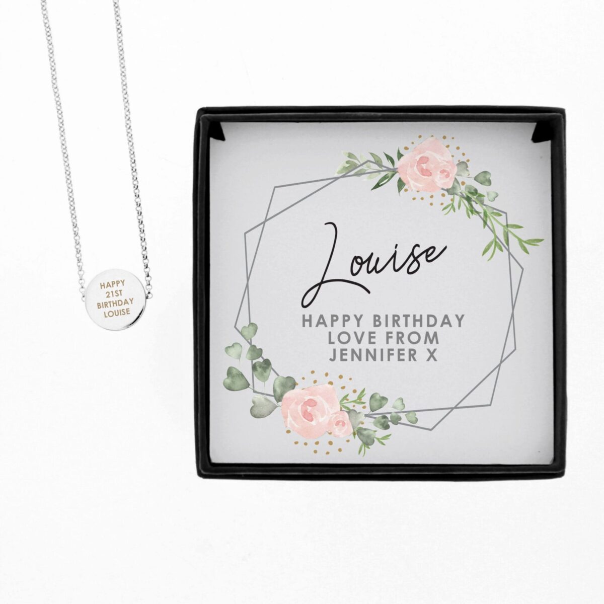 Personalised Abstract Rose Sentiment Silver Tone Necklace and Box: 4 - Necklaces By Gift Moments