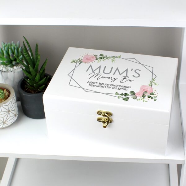 Personalised Abstract Rose White Wooden Keepsake Box: 1 - Keepsake Boxes By Gift Moments