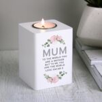 Personalised Abstract Rose White Wooden Tea light Holder: 1 - Candle Holders By Gift Moments