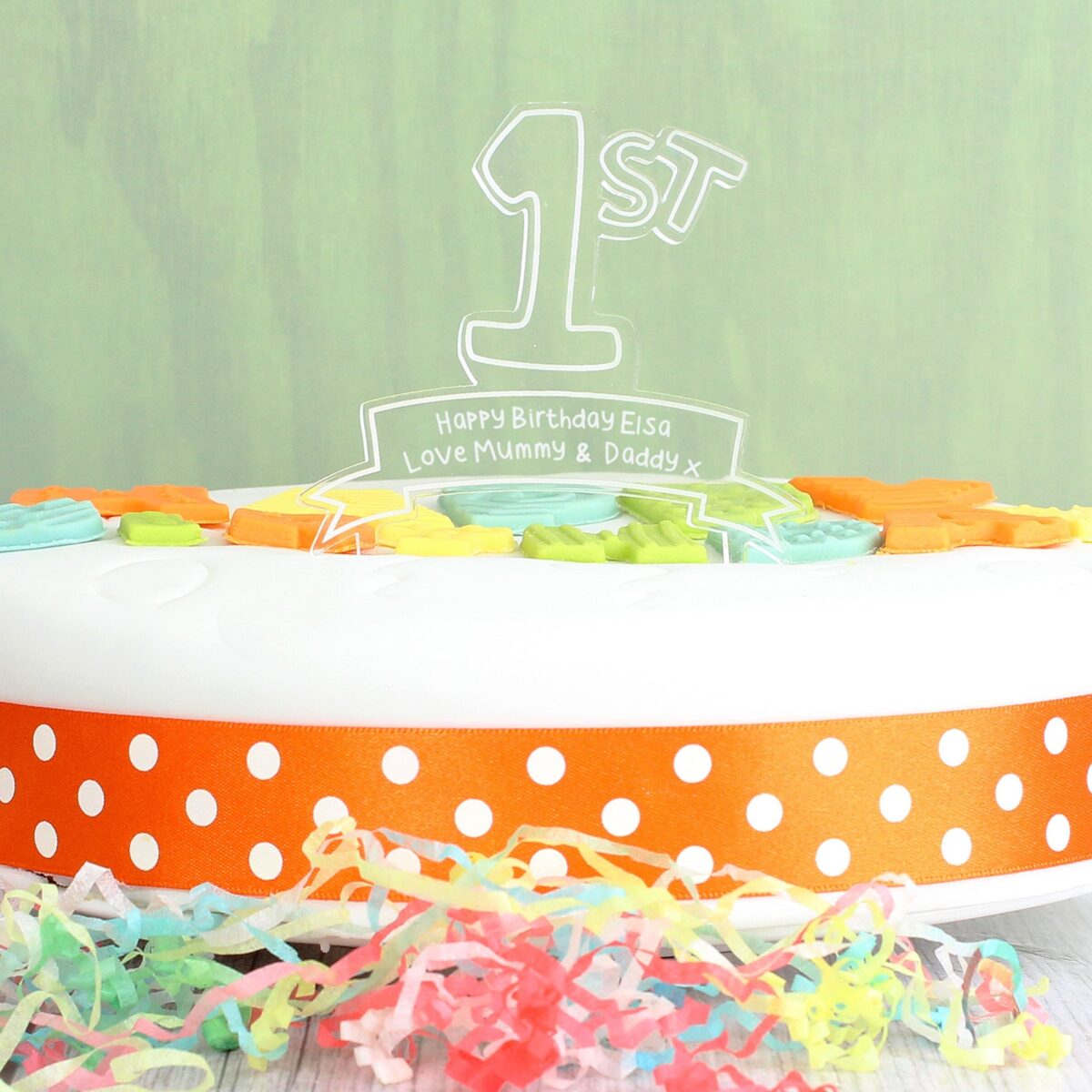 Personalised Acrylic ’1st’ Celebration Cake Topper: 2 - Keepsakes By Gift Moments