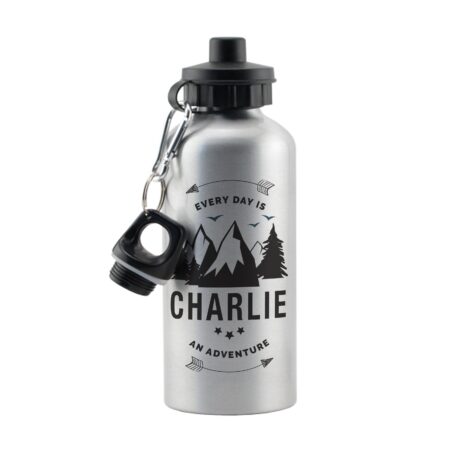 Personalised Adventure Silver Drinks Bottle: 5 - Kids Bottles By Gift Moments