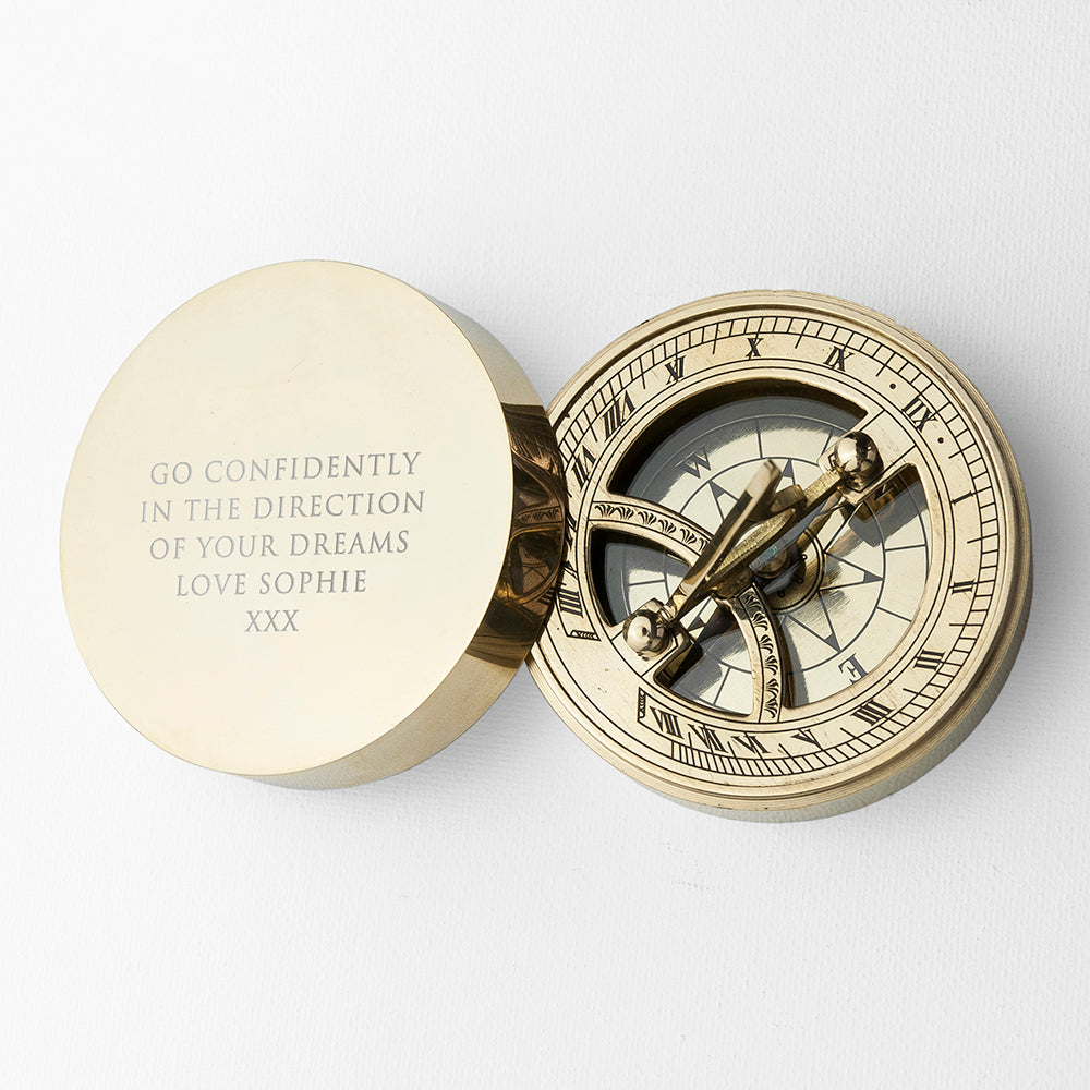 Personalised Adventurer’s Brass Sundial and Compass: 6 - Compasses By Gift Moments