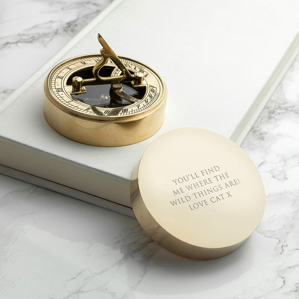 Personalised Adventurer’s Brass Sundial and Compass: 2 - Compasses By Gift Moments