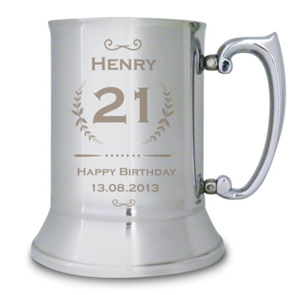 Personalised Age Crest Stainless Steel Tankard: 2 - Tankards By Gift Moments