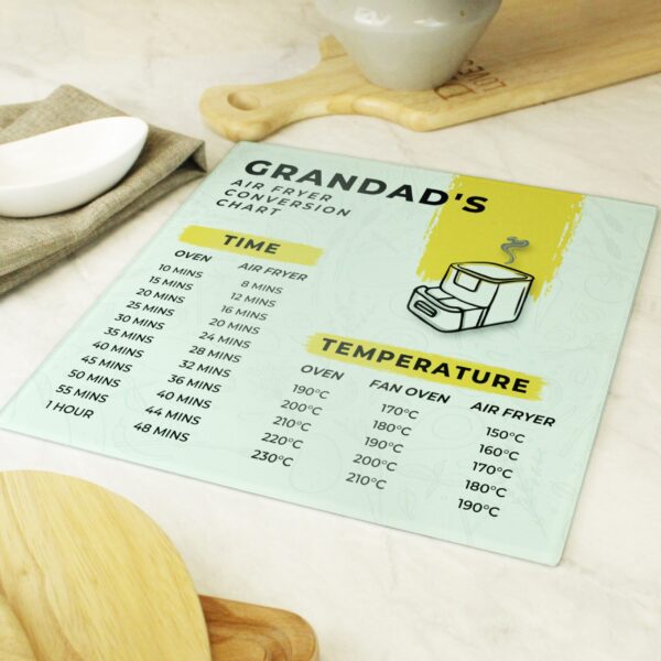 Personalised Air Fryer Chart Glass Chopping Board/Worktop Saver: 2 - Chopping Boards By Gift Moments