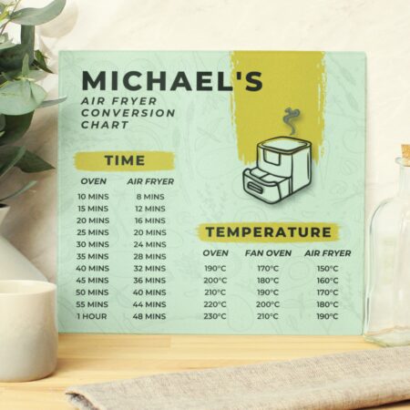 Personalised Air Fryer Chart Glass Chopping Board/Worktop Saver: 5 - Chopping Boards By Gift Moments