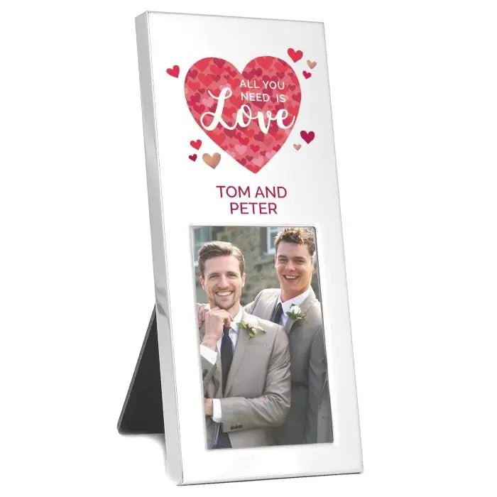 Personalised ’All You Need is Love’ Confetti Hearts 2x3 Photo Frame: 2 - Photo Frames By Gift Moments