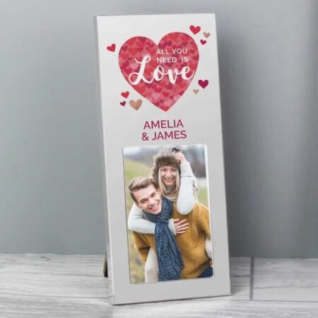 Personalised ’All You Need is Love’ Confetti Hearts 2x3 Photo Frame: 1 - Photo Frames By Gift Moments
