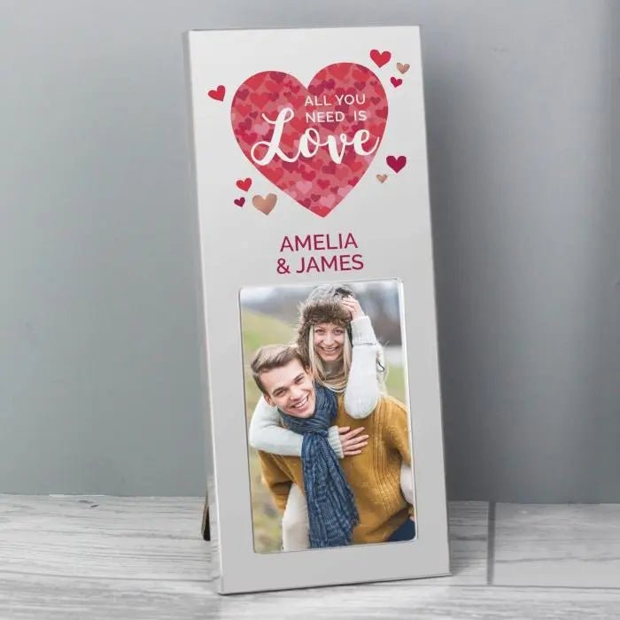 Personalised ’All You Need is Love’ Confetti Hearts 2x3 Photo Frame: 1 - Photo Frames By Gift Moments