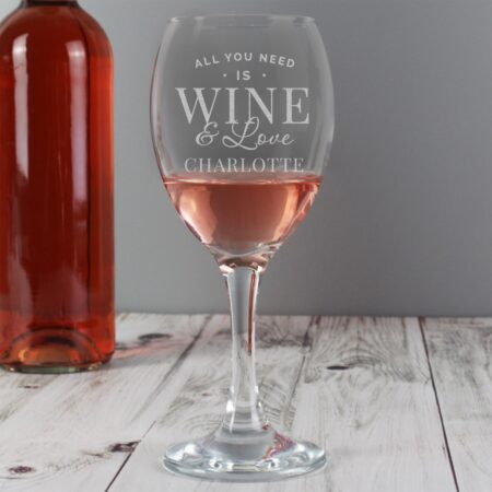Personalised ’All You Need is Wine’ Wine Glass: 2 - Wine Glasses By Gift Moments