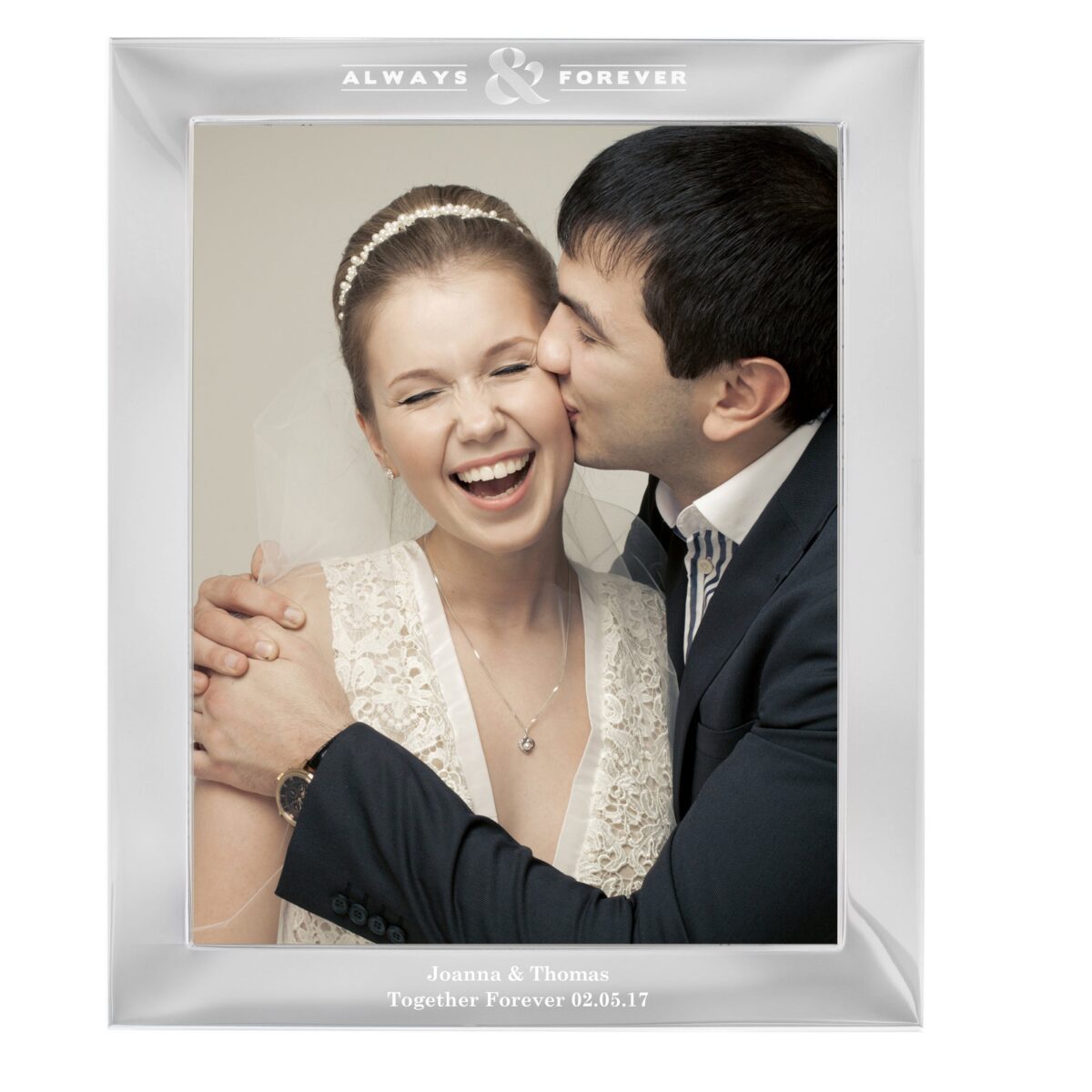 Personalised always forever 10x8 silver photo frame