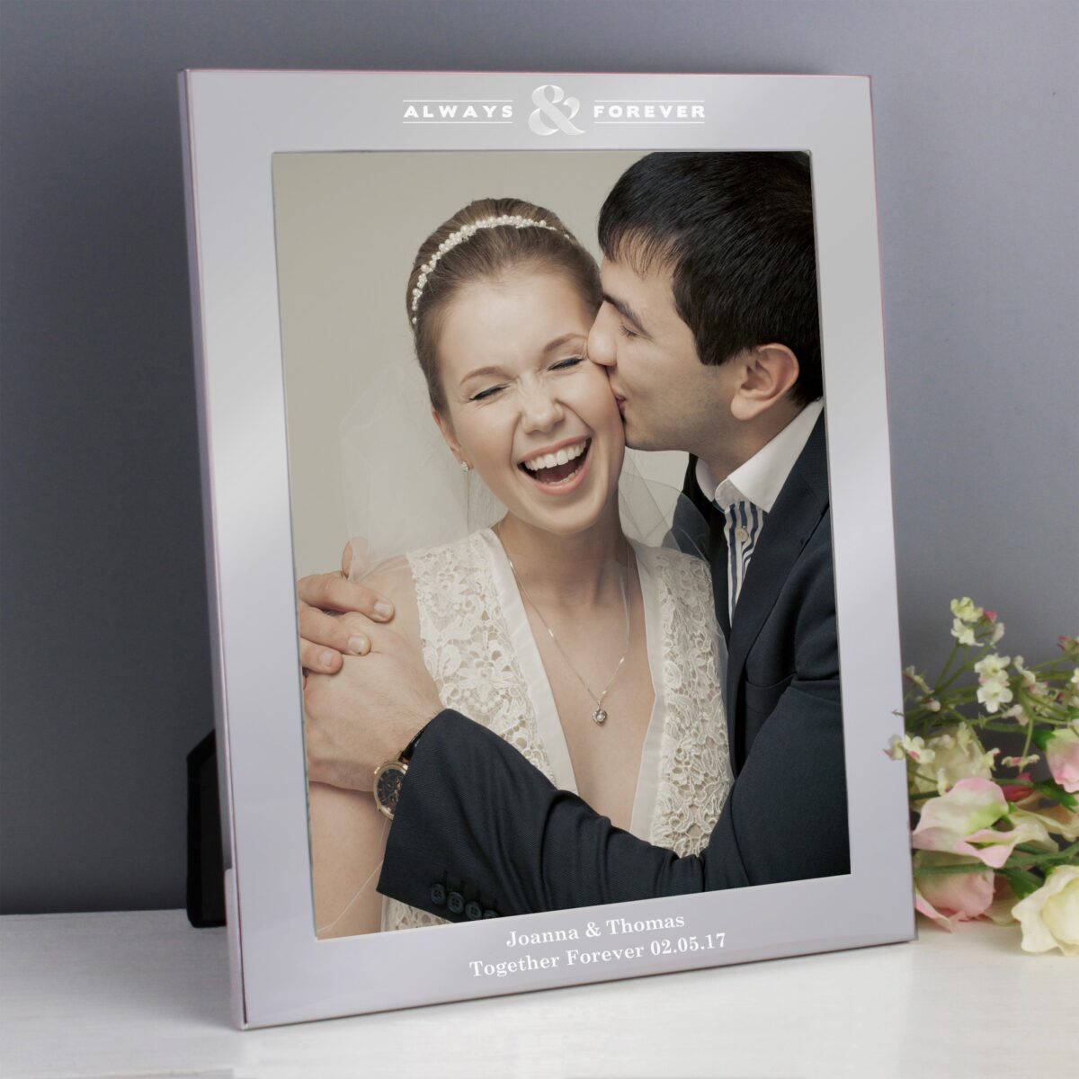Personalised always forever 10x8 silver photo frame