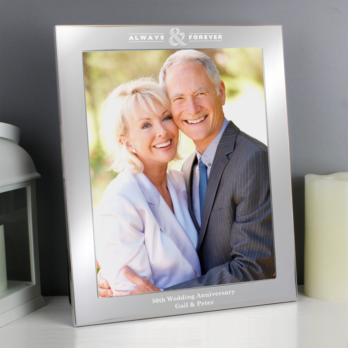 Personalised always forever 10x8 silver photo frame