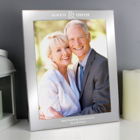 Personalised always forever 10x8 silver photo frame