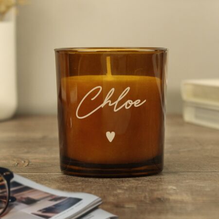 Personalised Amber Glass Candle: 7 - Candles By Gift Moments