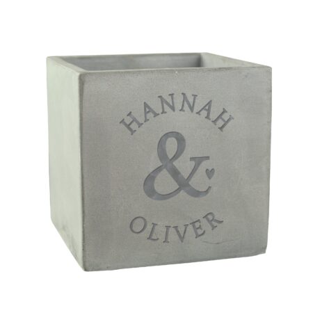 Personalised Ampersand Couples Concrete Plant Pot: 4 - Pots & Planters By Gift Moments